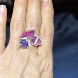 Elegant Pink and Purple Gemstone Ring